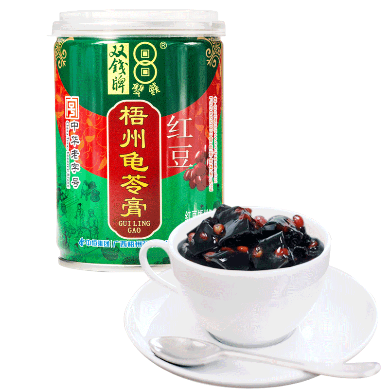 自营 梧州特产双钱牌正宗红豆龟苓膏罐装250g*12即食果冻布丁礼盒装