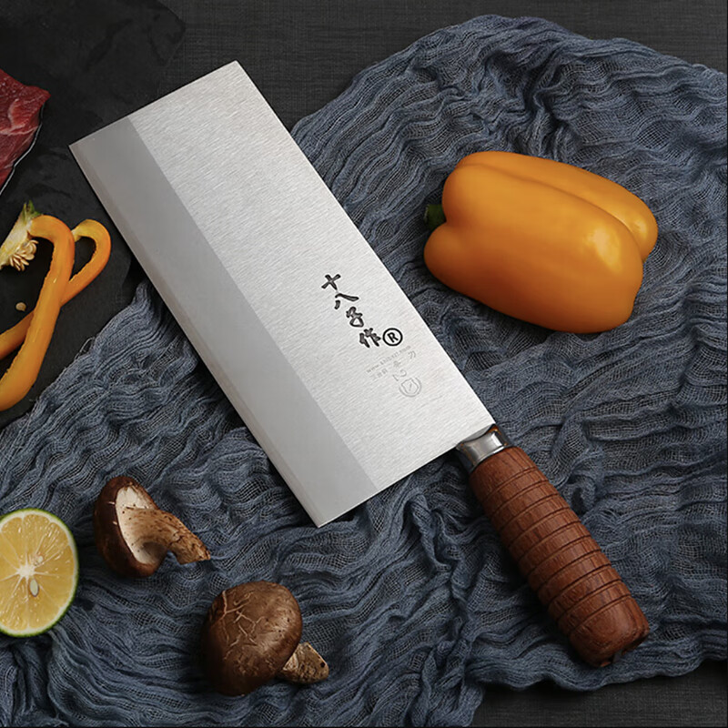 十八子作 专业厨师菜刀复合钢刀具 耐滑花梨木柄名典2号桑刀 F208-2