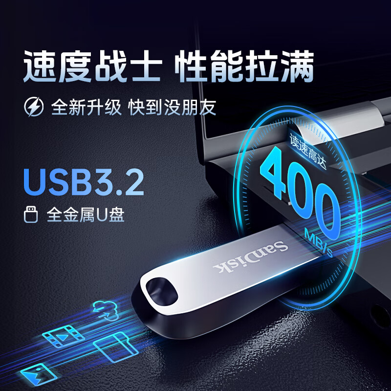 闪迪128GB USB3.2 U盘 CZ74 [个]高清大图