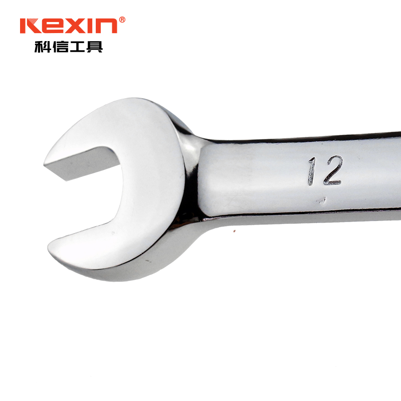 科信(kexin)全抛光棘轮两用扳手 开口梅花快速扳手 18mm KX335 1把高清大图