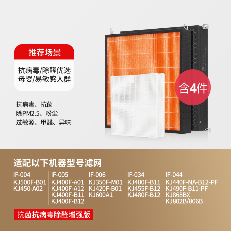 适配AO史密斯空气净化器高效复合滤网IF-004/005/006[抗菌除醛]套装高清大图