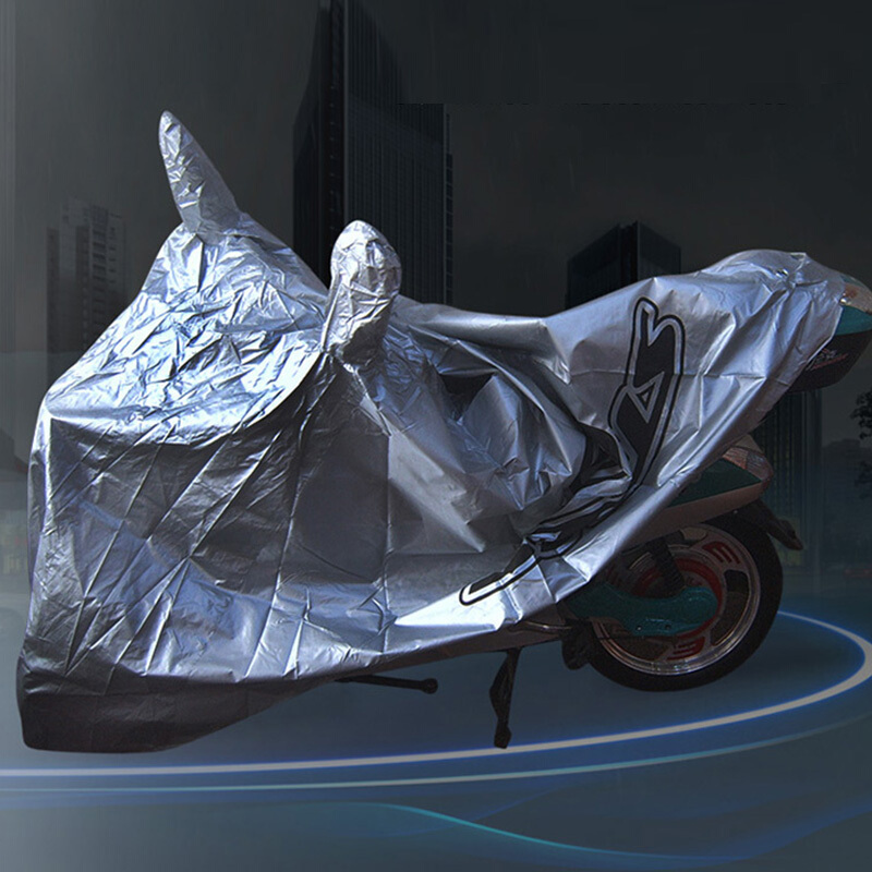 防雨罩摩托车防雨防尘车罩防水两用银灰色电动车骑行雨衣 均码