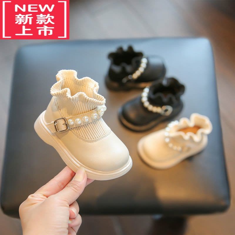 可莉允女童靴子女宝宝学步鞋秋季短靴软底婴儿公主鞋小童鞋子洋气袜子靴图片