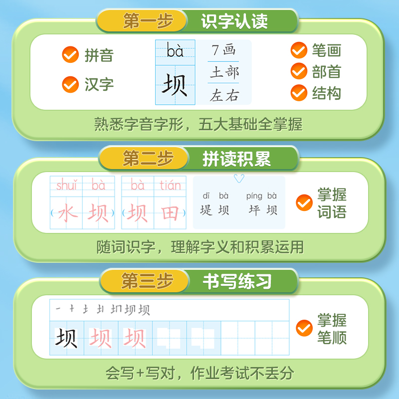 [二类字套装]一年级下册 [正版]二类字字帖三步写好规范字一二三四五年级人教版专项同步练字帖上下册笔顺引导规范书写描红本高清大图