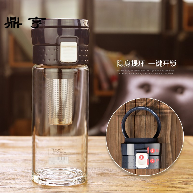 鼎亨泡茶杯车载水杯便携玻璃杯过滤随手杯耐热防摔男士大容量杯子