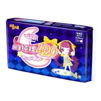七度空间（SPACE7）少女系列纯棉卫生巾QSC6904 甜睡420 超长夜用4片装 姨妈巾 新旧包装随机发货