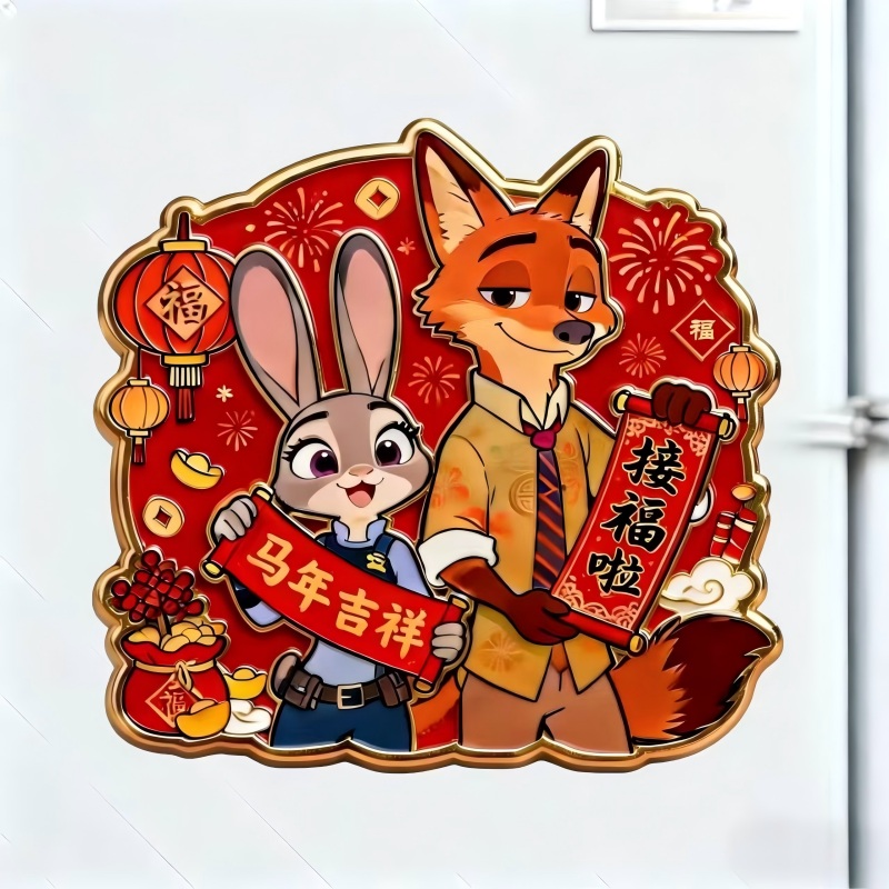 疯狂动物城2尼克朱迪新年款高颜值亚克力磁吸平面冰箱贴礼物创意高清大图