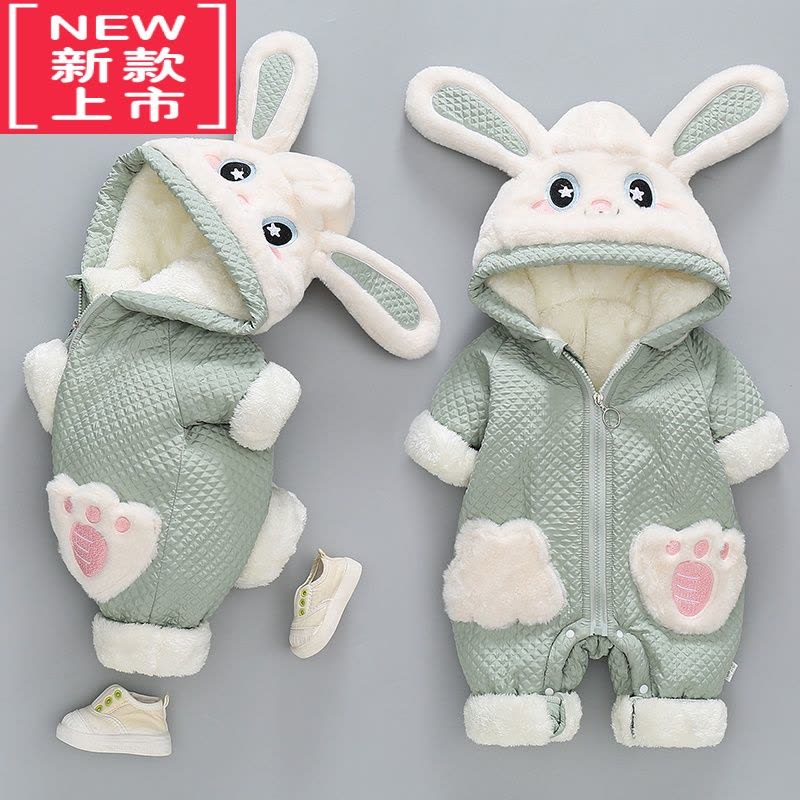 可莉允婴儿冬季衣服可爱超萌宝宝冬装外出抱棉衣新生儿加绒加厚兔子棉服图片