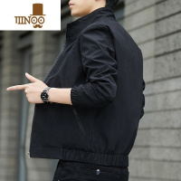 YANXU外套男士2022新款潮流休闲工装上衣服秋装冬季男装一套夹克 L 027黑色春秋
