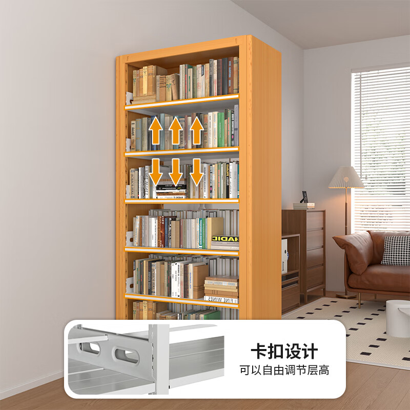 鑫金虎 钢制双面书架置物架学校阅览室资料架黄木纹转印 六层高清大图