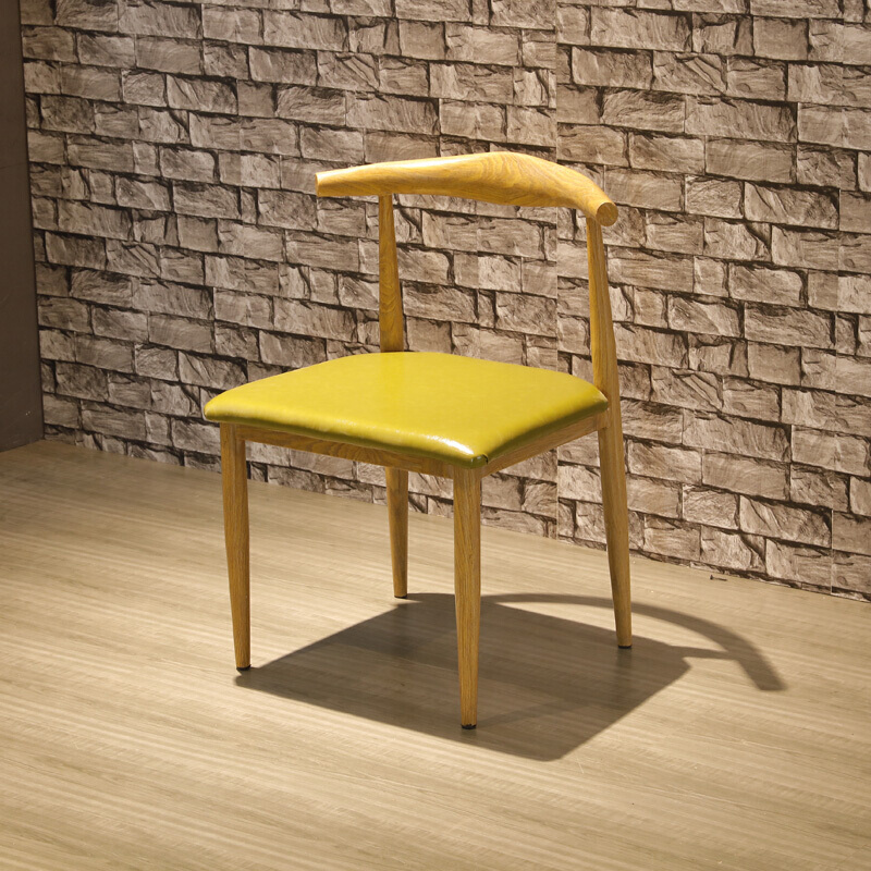 简约小吃店甜品复古椅子员工卡座碳化美式简易餐馆牛角快餐桌椅安心抵