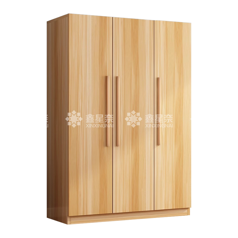 鑫星奈 XXN4022321 简约木质衣柜衣服收纳柜 浅胡桃色三门