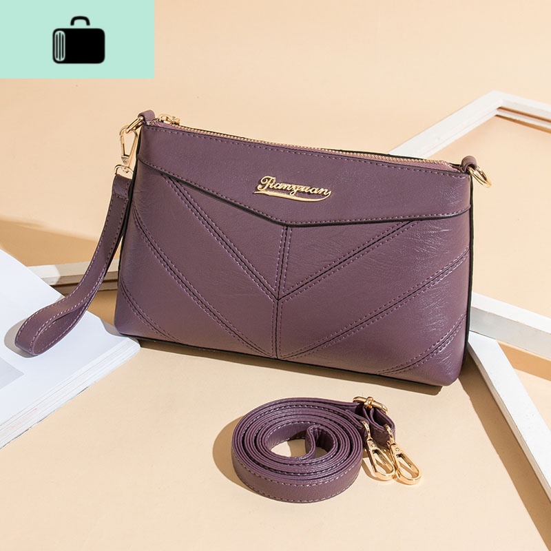中年女包斜挎包女士手机包零钱包妈妈买菜斜跨手拎小包包婆婆简约NEWLAKE 紫色两条肩带可以放太阳伞