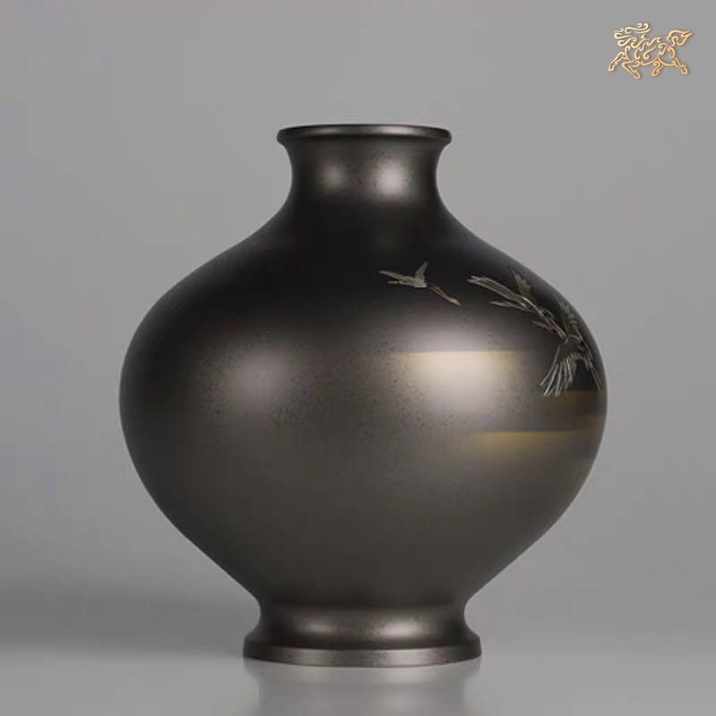 美帮汇全铜摆件《高冈铜器之羽鹤》铜工艺品 饰品 花瓶高清大图