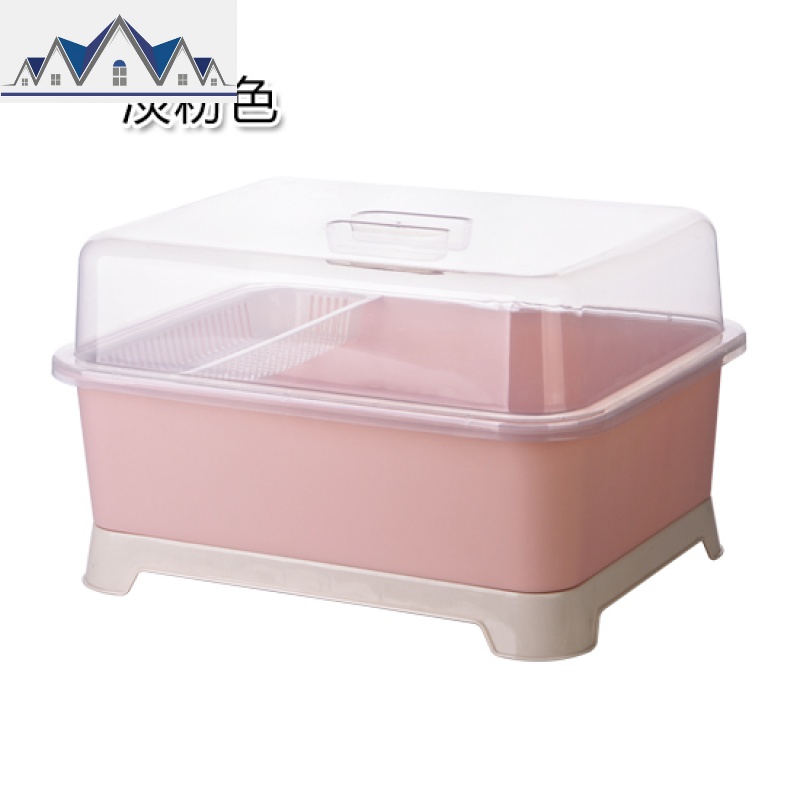 加厚塑料沥水碗架 大号带盖餐具收纳盒碗柜置物架 厨房防尘碗碟架 三维工匠高清大图