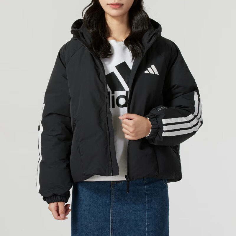 阿迪达斯 （adidas）女装新款时尚百搭运动休闲保暖连帽羽绒服 JG3865 ZP M JG3866/黑色