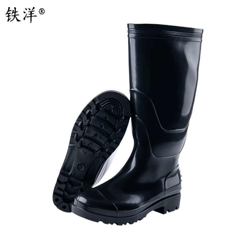 铁洋 黑色光泽高筒雨鞋 TY-YX001 双高清大图