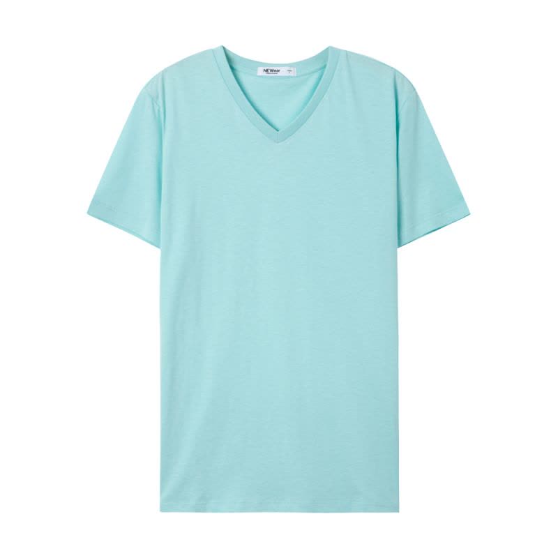 [49任选3件]美特斯邦威短袖T恤男士舒适纯色V领半袖打底衫韩版学生体恤男潮流图片