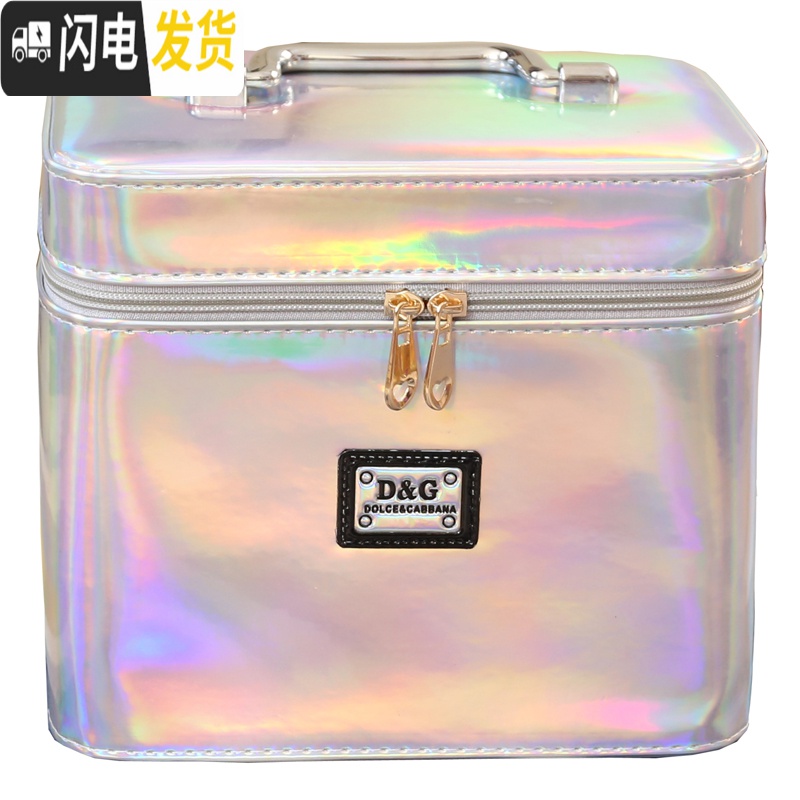 三维工匠韩国化妆包小号简约亮皮便携大容量防水手提旅行收纳洗漱包化妆箱高清大图