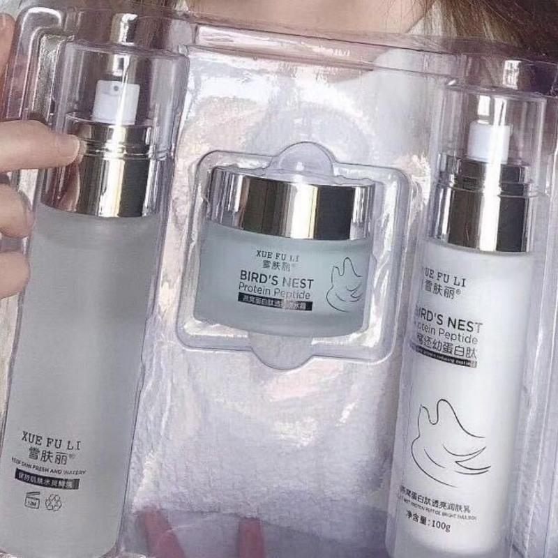 雪肤丽燕窝还幼蛋白肽补水保湿透亮水乳套盒水乳霜套盒孕妇学生 水乳两件套套