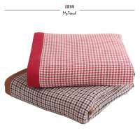 踏绮QNGY001千鸟格提花浴巾全棉双面纱布毛圈双层方格浴巾