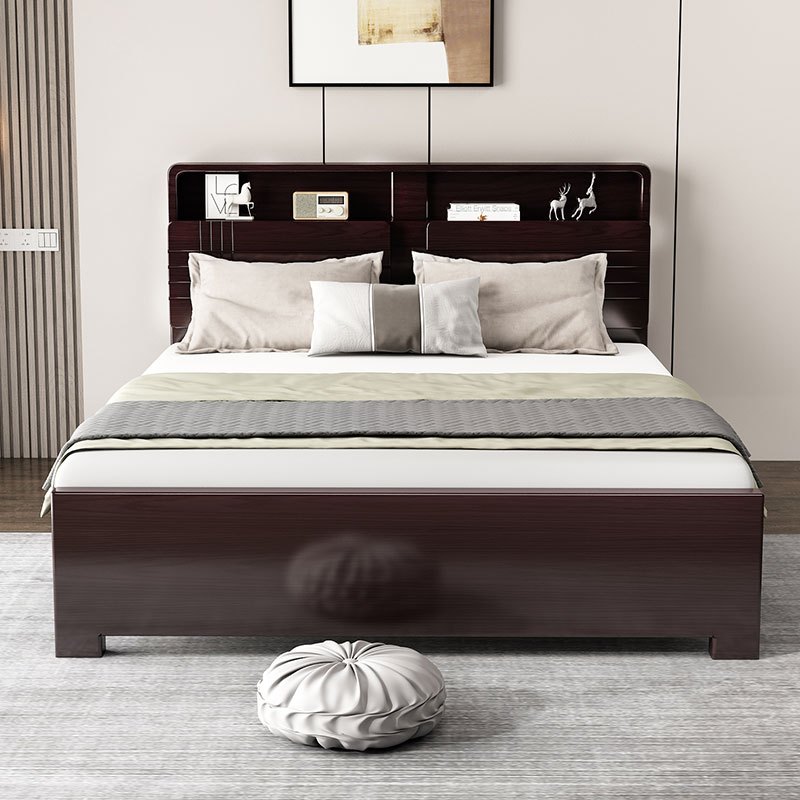 欧梵森 床 新中式橡胶木床实木床双人床1.