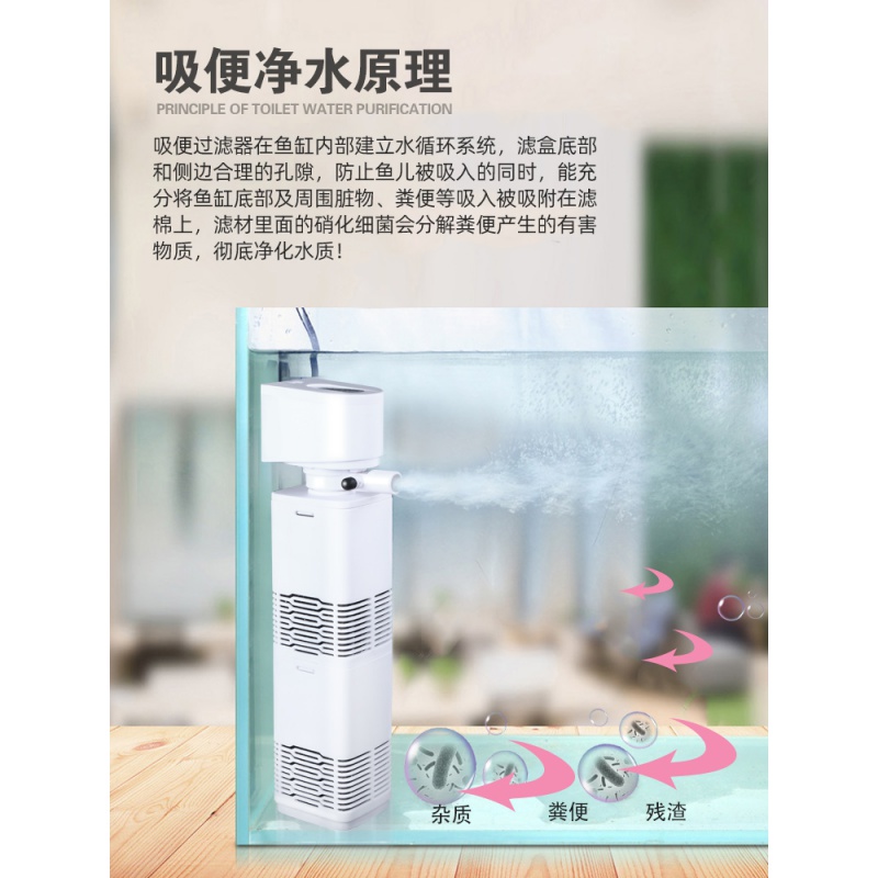 鱼缸过滤器三合一净水循环泵鱼缸内置过滤器过滤水泵小型增氧高清大图