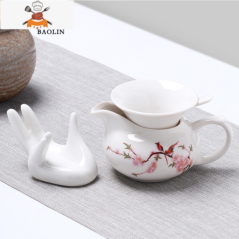 茶漏网茶滤器茶隔陶瓷套装茶具配件茶叶过滤网泡茶器创意茶杯 茶漏+送公道杯-功夫水点桃花 敬平
