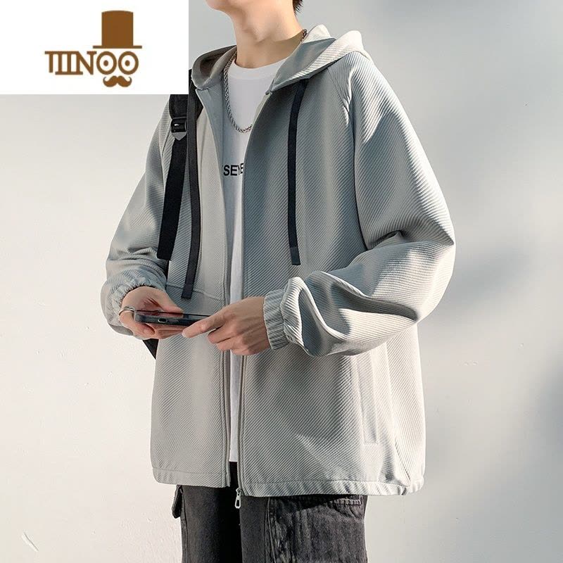 YANXU美式外套男2023新款潮牌宽松休闲运动男生开衫卫衣连帽夹克图片