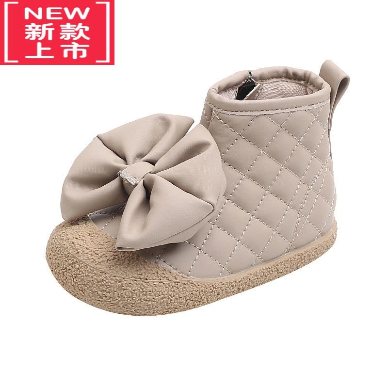 可莉允女童靴子秋冬款2022蝴蝶结单靴加绒公主鞋儿童短靴女宝宝鞋子洋气图片