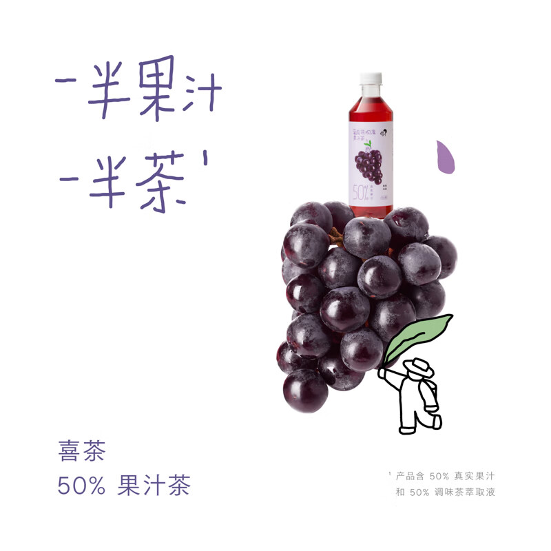 喜茶果汁茶(50%)礼盒450ml*8瓶/盒 杨梅绿妍*2 桃桃金凤*2 西柚绿妍*2 葡萄铁观音*2高清大图