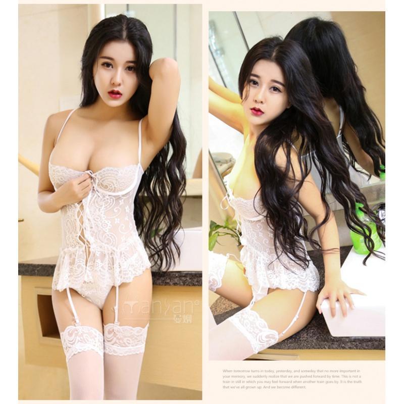 小胸聚拢钢托平胸情趣内衣夫妻女开档挑逗sm透明制服丝袜激情套装