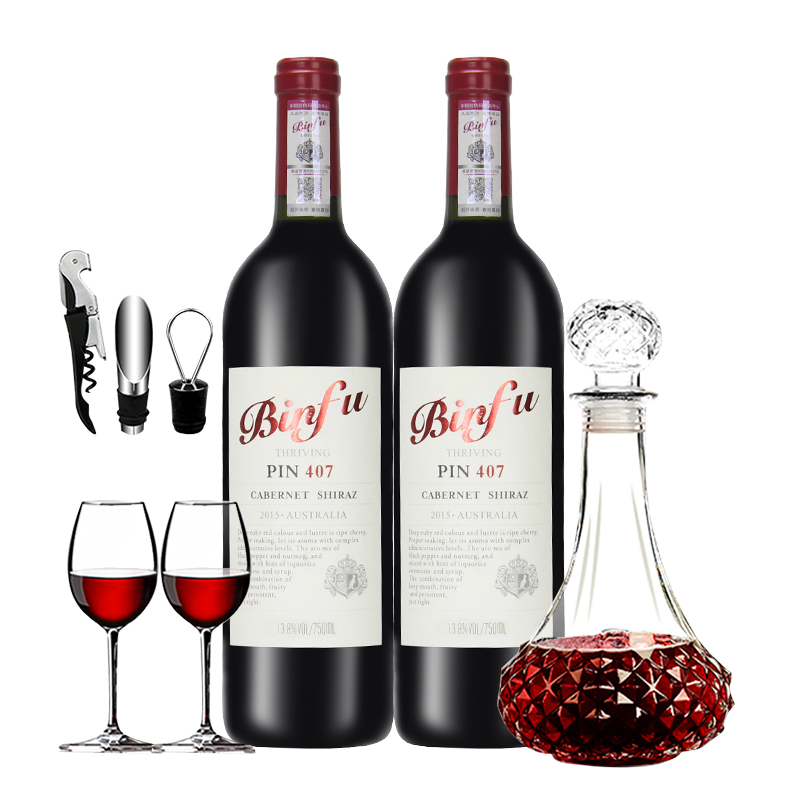 澳洲原酒进口红酒奔富缤致pin407白标干红葡萄酒750ml2瓶