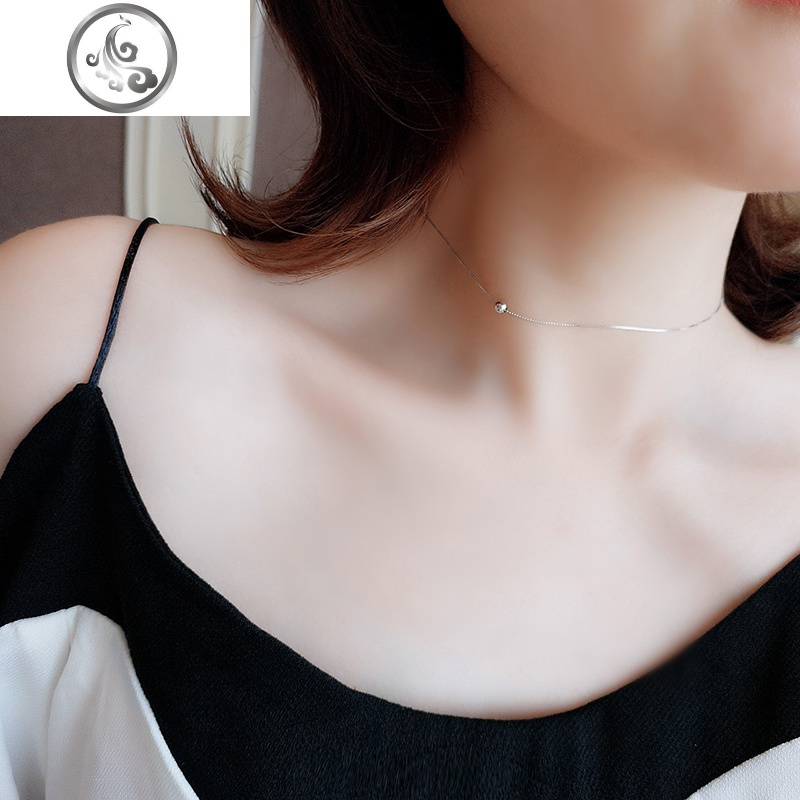 S925纯银法式超细极简圆珠项链女锁骨链短款百搭简约网红 JiMi