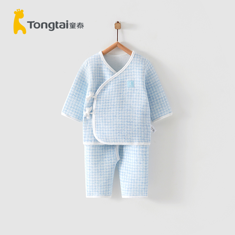 童泰(TONGTAI)秋冬款0-3月新生婴儿男女宝宝加厚和服开裆保暖内衣套装儿童内衣