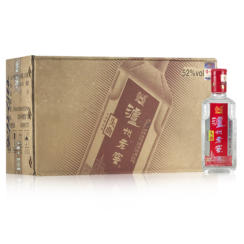 52度泸州老窖头曲小酒浓香型125ml24瓶品鉴版整箱装光瓶白酒高度假一