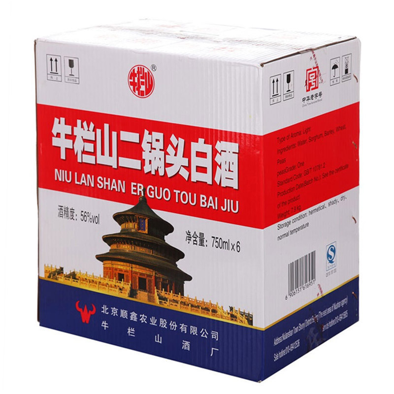 牛栏山二锅头 56度 750ml*6瓶 清香型白酒 整箱装(原出口美/大美)高度酒