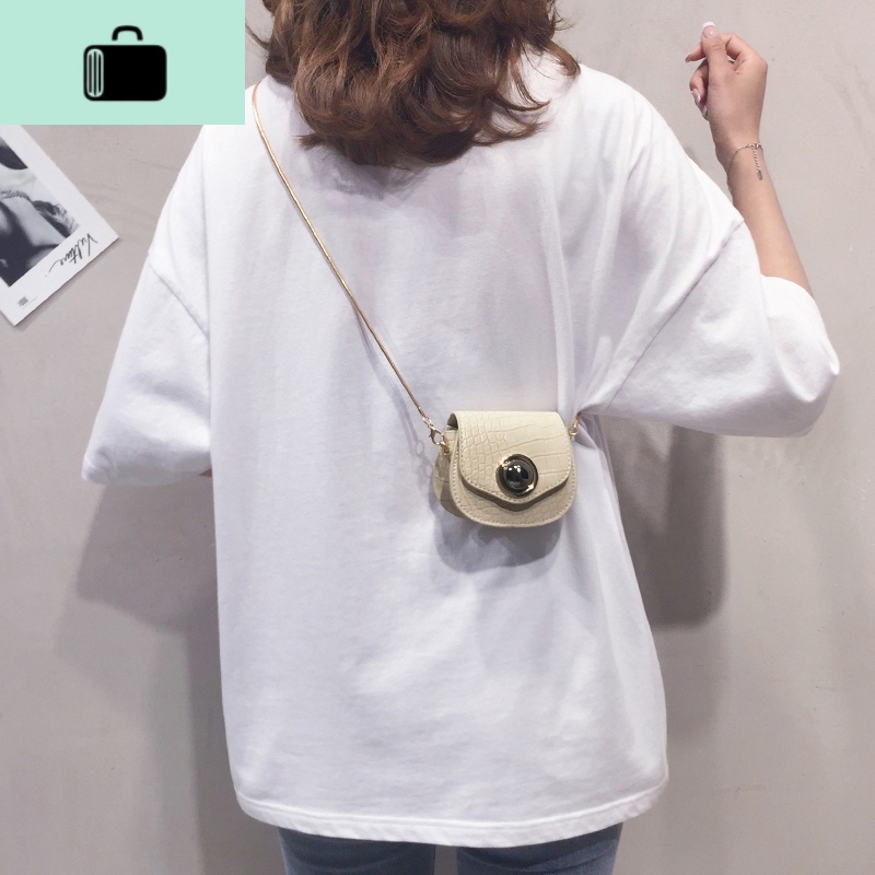 迷你小包包女2020新款可爱少女零钱包洋气百搭个性单肩斜挎马鞍包NEW LAKE 小号白色