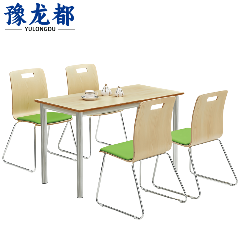 豫龙都快餐桌椅一桌四椅套