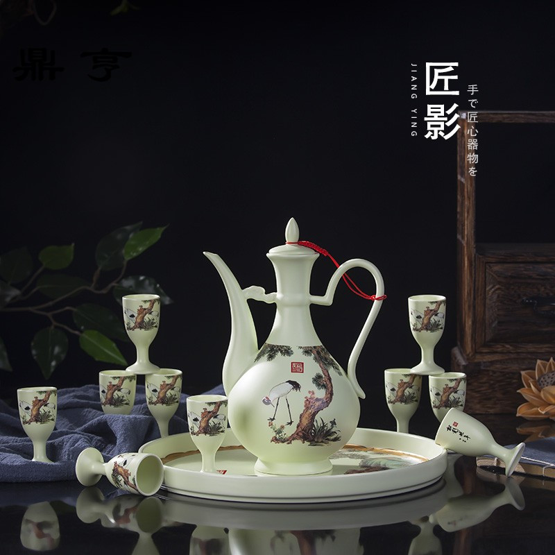 鼎亨 | 清酒壶黄酒白酒杯 景德镇酒具套装陶瓷仿古中式家用分酒器