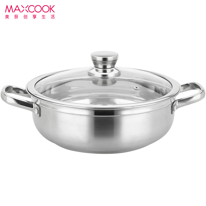 MAXCOOK美厨304不锈钢复底火锅28CM 燃气炉电磁炉通用MCT259