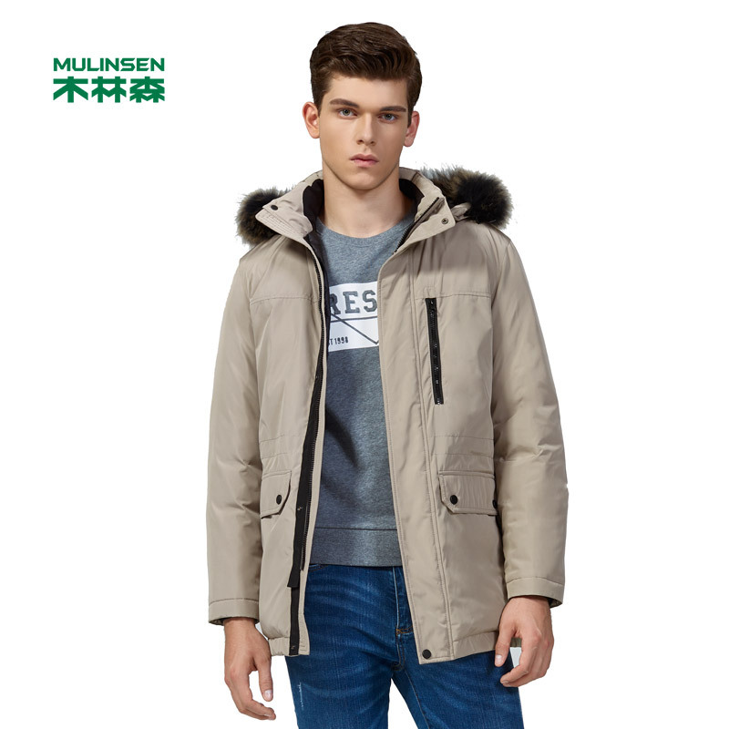 木林森户外服装冬季男羽绒服加厚修身新款连帽青年外套上衣
