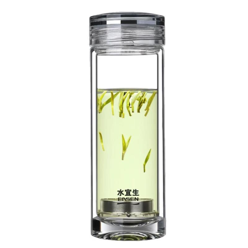 水宜生 钛杯双层玻璃杯 家用男士泡茶杯 个人专用商务便携水晶杯 双层防烫水晶杯小号 钛杯双层玻璃杯 G680 330ml高清大图