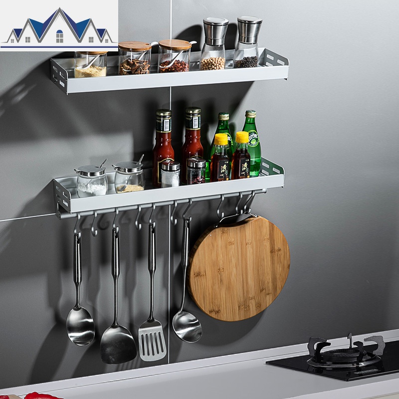 厨房置物架壁挂式免打孔家用太空铝调味调料收纳架子挂件神器_1_277高清大图