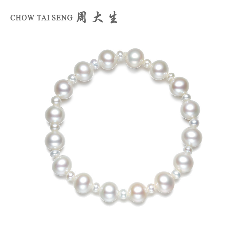 周大生珍珠手链质淡水珍珠手串经典全珠手链优雅百搭正品手饰
