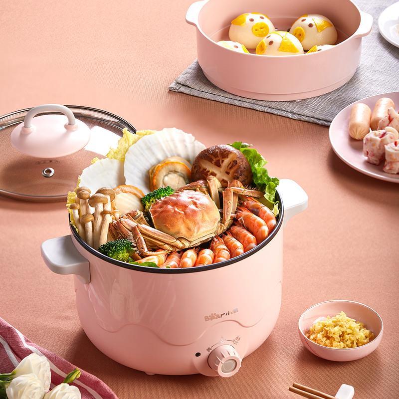 bear小熊电煮锅电蒸锅不粘锅寝室宿舍出租房用家用双层加深蒸锅