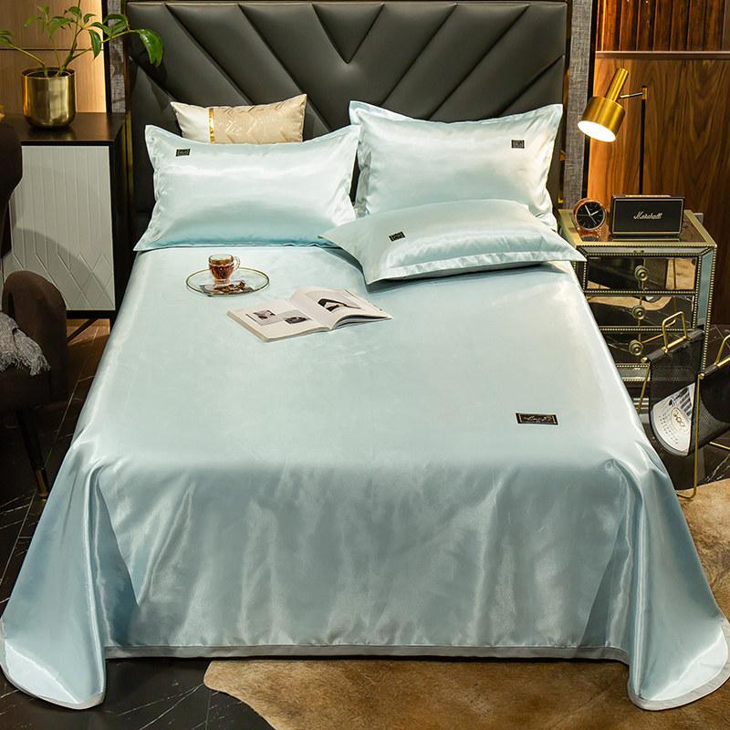 家柏饰(CORATED)冰丝凉席1.8m床三件套可水洗折叠夏季空调软席子1.5米可机洗1.2米 加厚不起球-浅蓝色 1.5m（5英尺）床