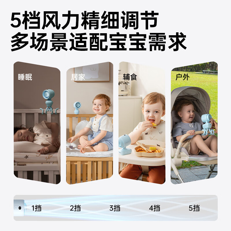 几素(JISULIFE) 婴儿车风扇空气净化 蓝色-八爪鱼款(单位:个)高清大图