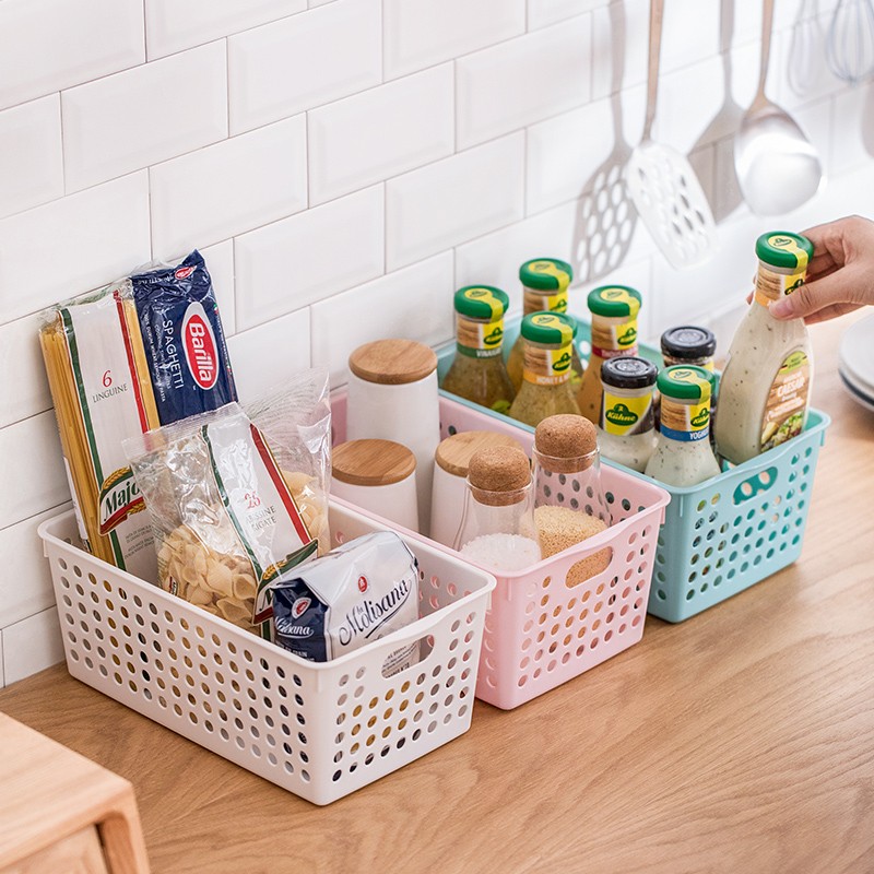 茶花2897 30*17.5*11CM M号 圆点收纳筐储物筐高清大图