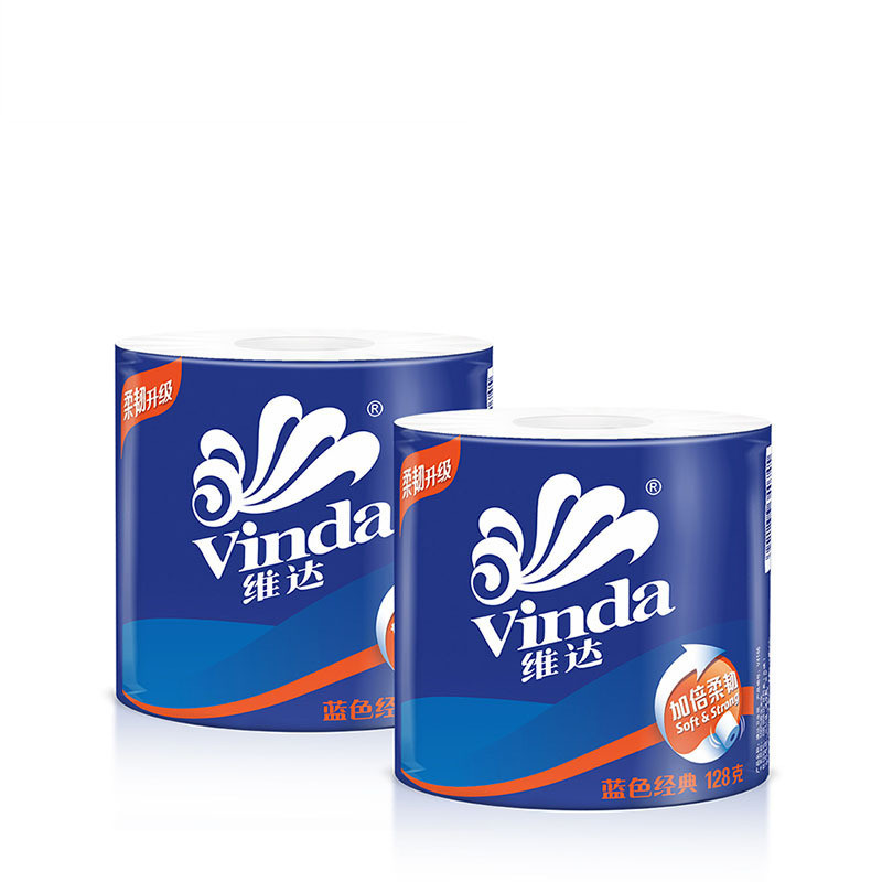 维达(Vinda) 卷纸 蓝色经典三层128g*12卷卫生纸 有芯卷筒纸巾(新旧包装交替发货)